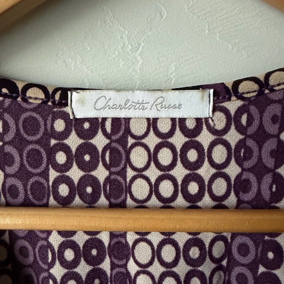 Y2K Women’s Charlotte Russe Purple & Cream Blouse with Belt Preppy Fashion - Picture 3 of 5